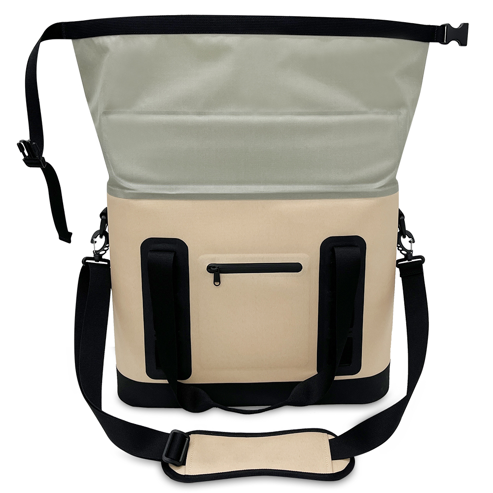 leakproof roll-top soft cooler with waterproof zip pocket open leakproof roll-top soft cooler with waterproof zip pocket open
