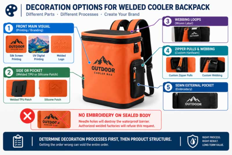 logo decoration methods on a promotional cooler bag and why embroidery cannot go on a welded sealed body logo decoration methods on a promotional cooler bag and why embroidery cannot go on a welded sealed body